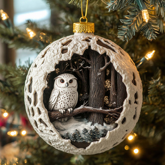 Forest Owl Christmas Mica Ornament GFSPQM362