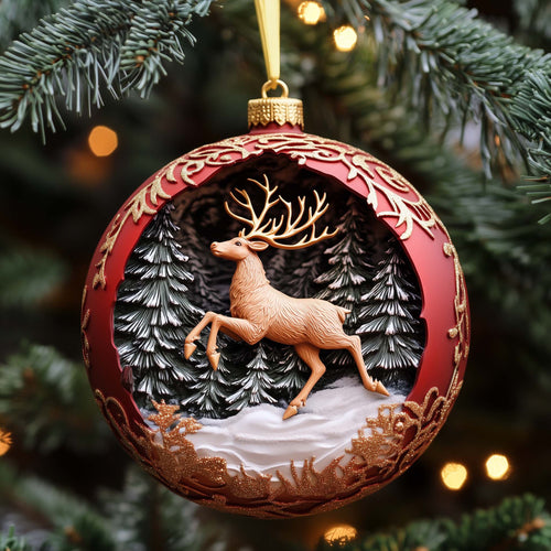 Forest Stag Christmas Mica Ornament GFSPQM364