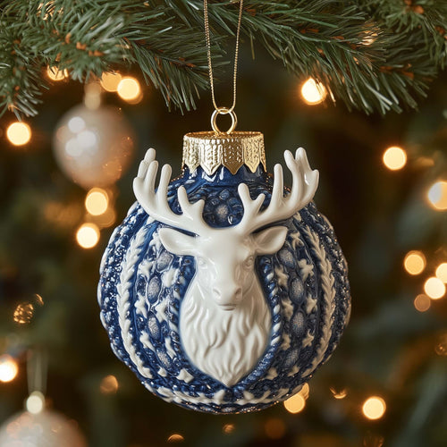 Blue Reindeer Christmas Mica Ornament GFSPQM365