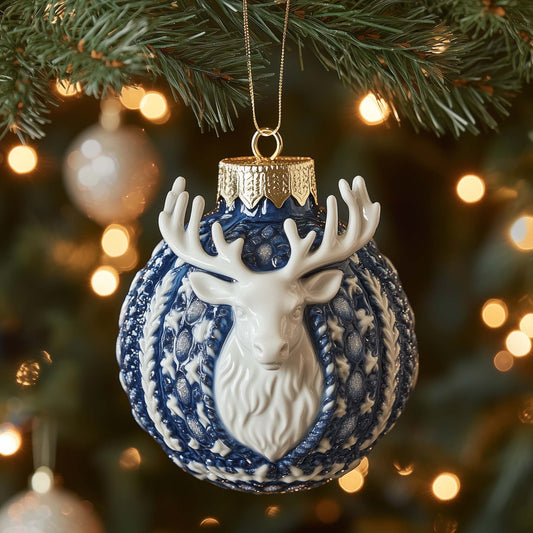 Blue Reindeer Christmas Mica Ornament GFSPQM365