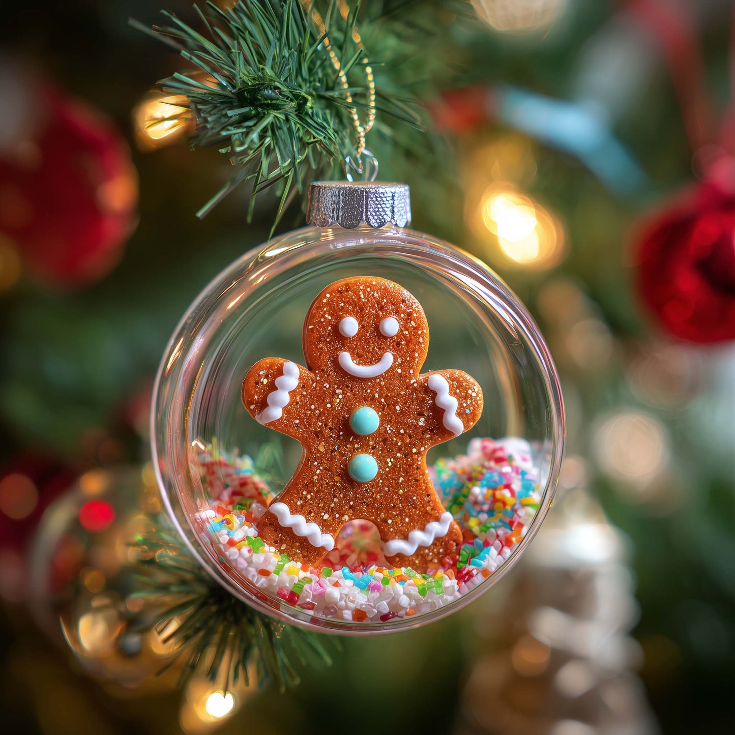 Gingerbread Globe Christmas Mica Ornament GFSPQM369