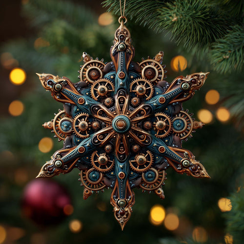 Steampunk Snowflake Christmas Mica Ornament GFSPQM37