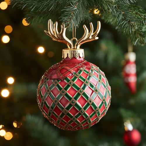 Antler Bauble Christmas Mica Ornament GFSPQM373