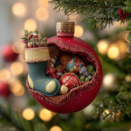 Filled Stocking Christmas Mica Ornament GFSPQM374