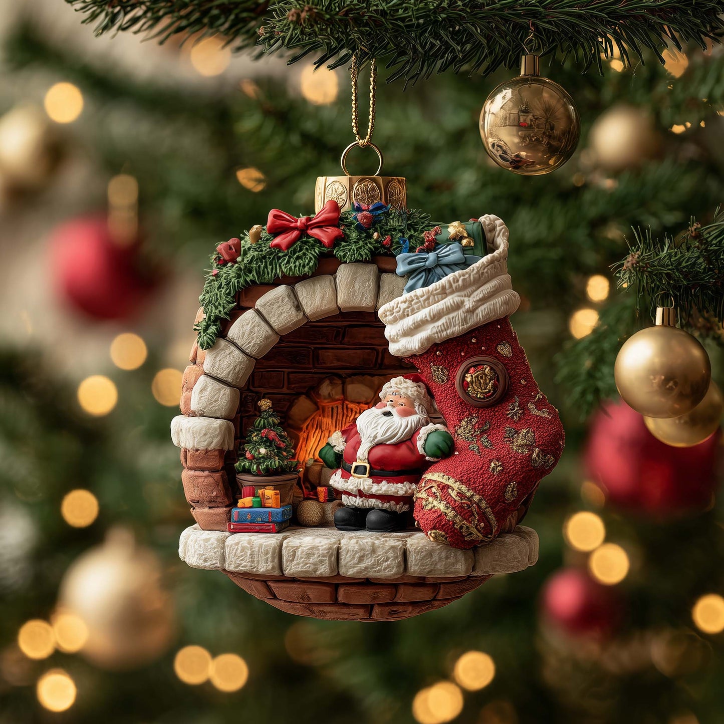 Cozy Santa Christmas Mica Ornament GFSPQM375