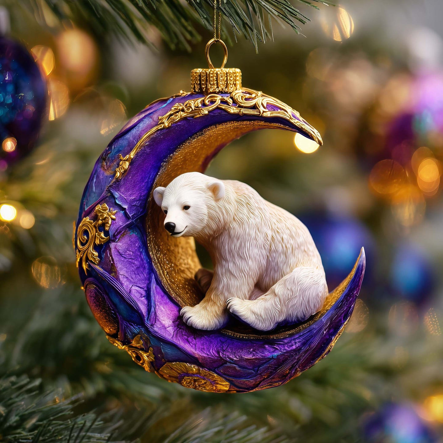 Moon Bear Christmas Mica Ornament GFSPQM380