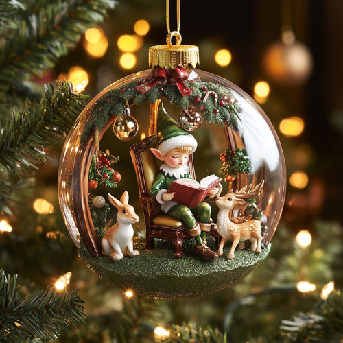 Storytime Elf Christmas Mica Ornament GFSPQM388