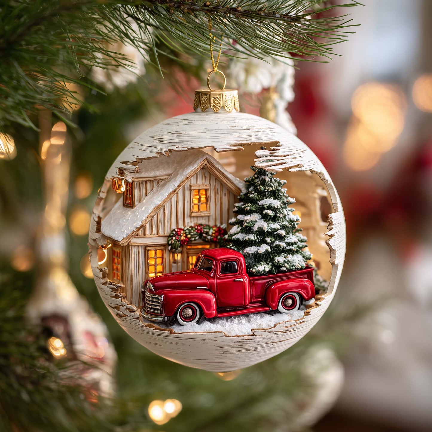 Cabin Truck Christmas Mica Ornament GFSPQM390