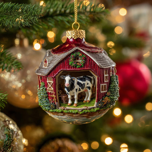 Barn Cow Christmas Mica Ornament GFSPQM392