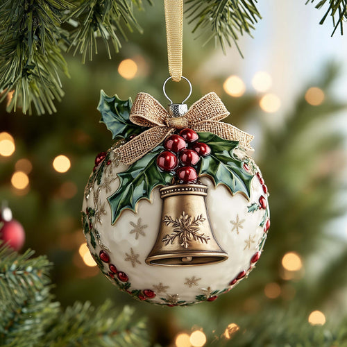Burlap Bell Christmas Mica Ornament GFSPQM396