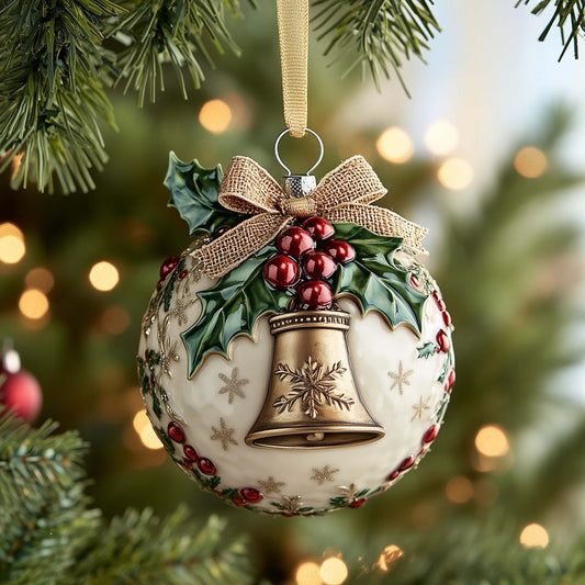 Burlap Bell Christmas Mica Ornament GFSPQM396