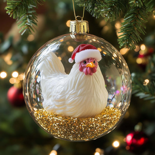Santa Chicken Christmas Mica Ornament GFSPQM397