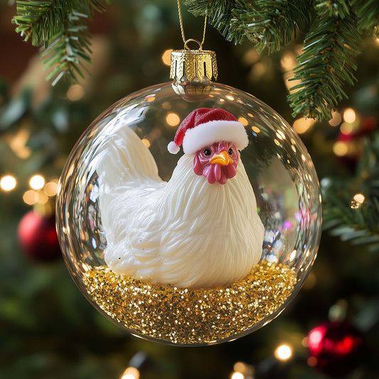 Santa Chicken Christmas Mica Ornament GFSPQM397