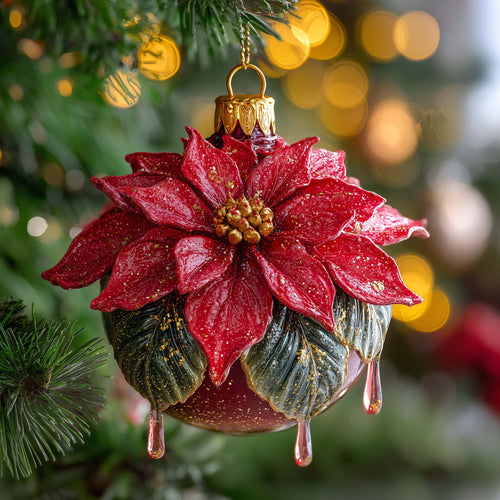 Poinsettia Bloom Christmas Mica Ornament GFSPQM399