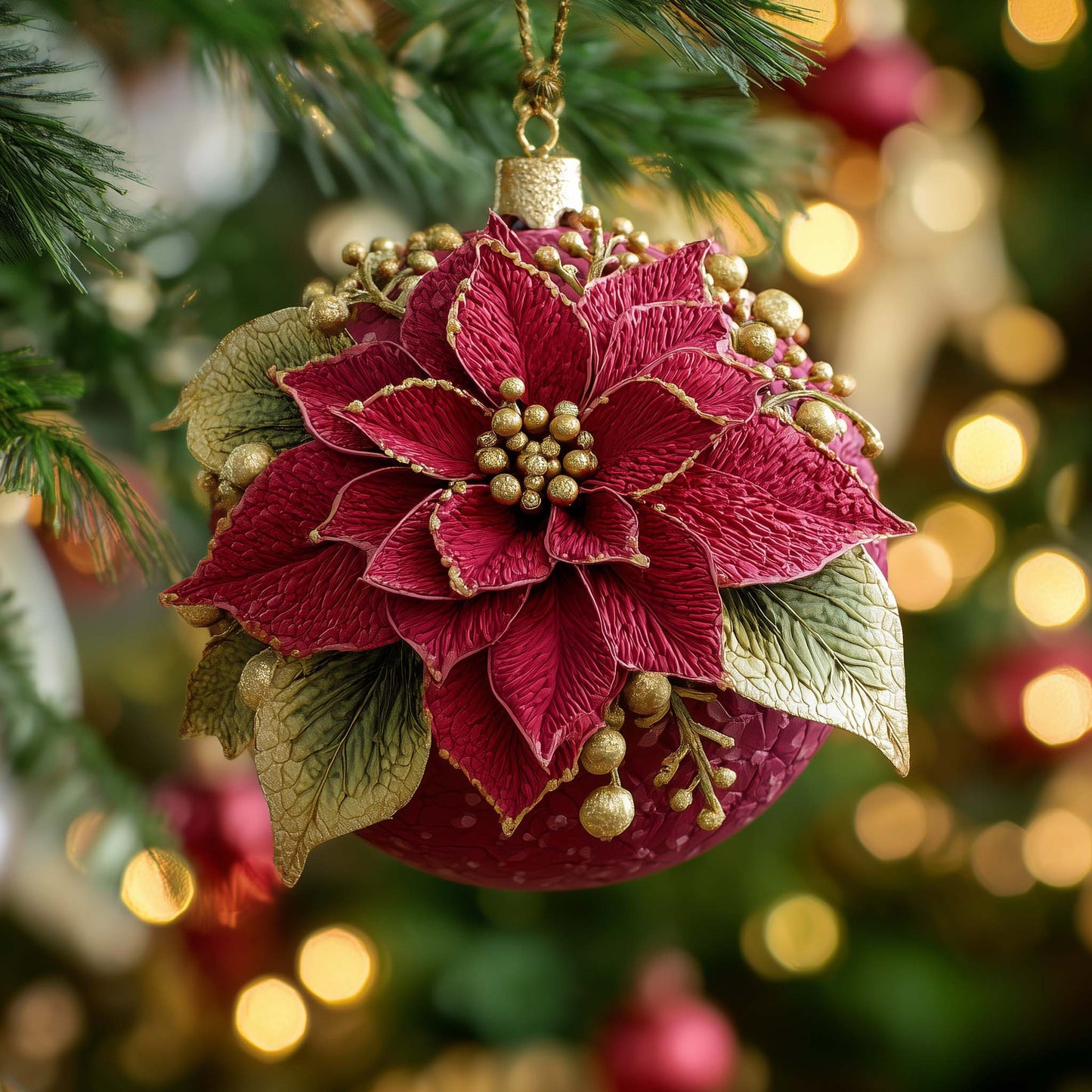 Dripping Poinsettia Christmas Mica Ornament GFSPQM402