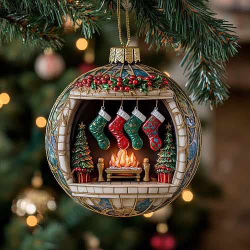 Stocking Hearth Christmas Mica Ornament GFSPQM404