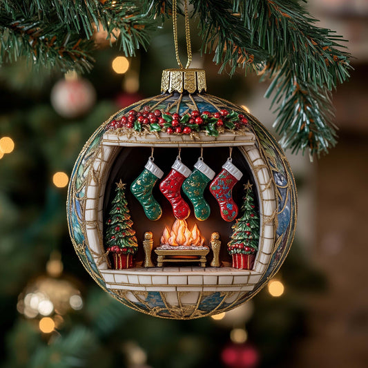 Stocking Hearth Christmas Mica Ornament GFSPQM404
