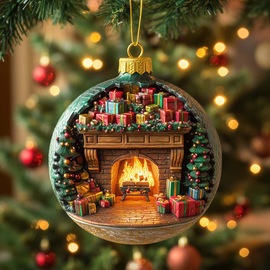 Gift Fireplace Christmas Mica Ornament GFSPQM406