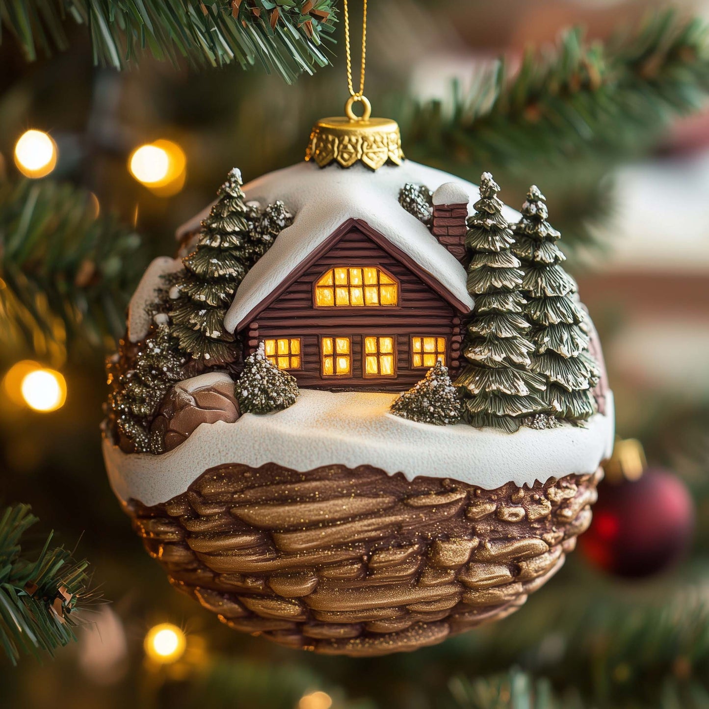 Alpine Cabin Christmas Mica Ornament GFSPQM408