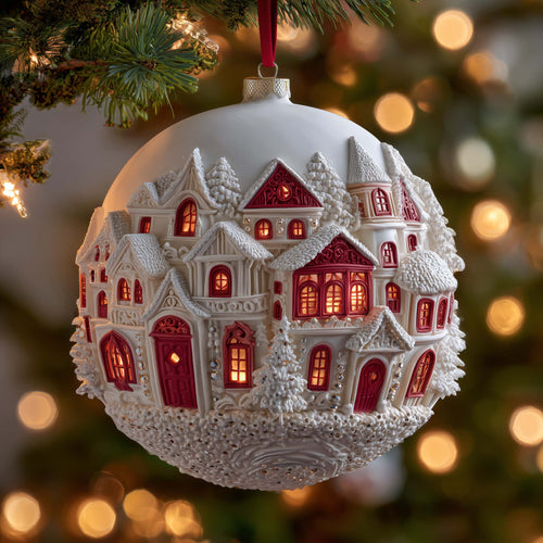 Snowy Village Christmas Mica Ornament GFSPQM417