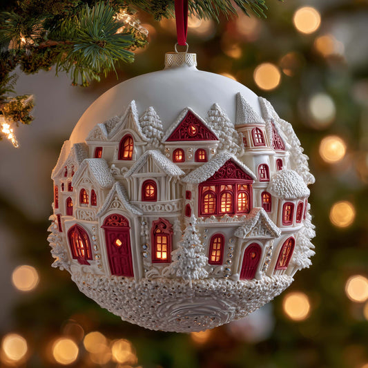 Snowy Village Christmas Mica Ornament GFSPQM417