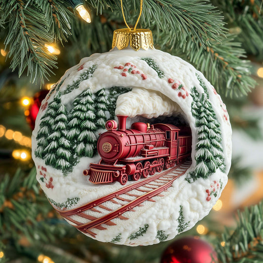 Snowy Train Christmas Mica Ornament GFSPQM421