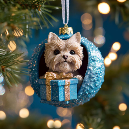 Yorkie Gift Christmas Mica Ornament GFSPQM424