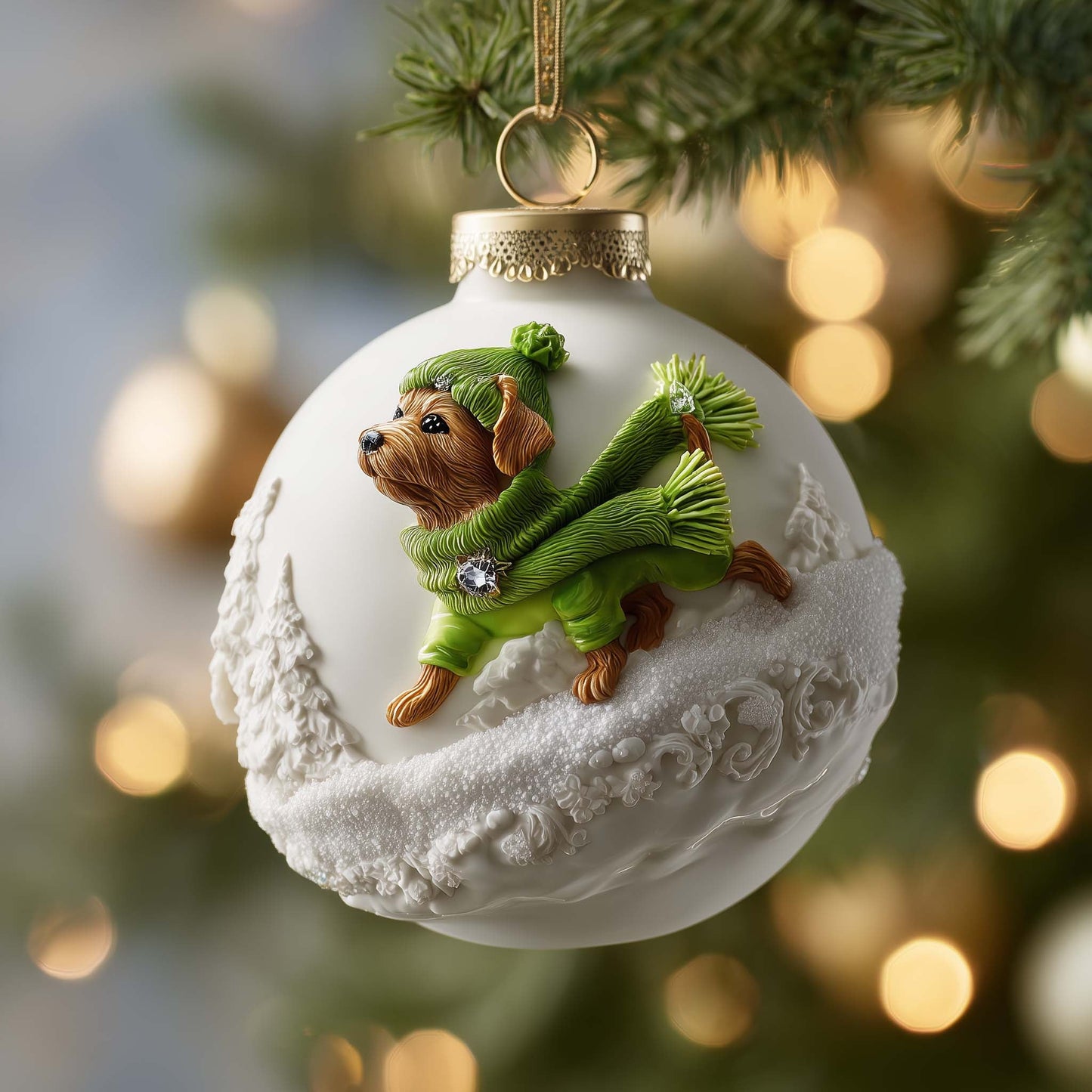 Running Terrier Christmas Mica Ornament GFSPQM428