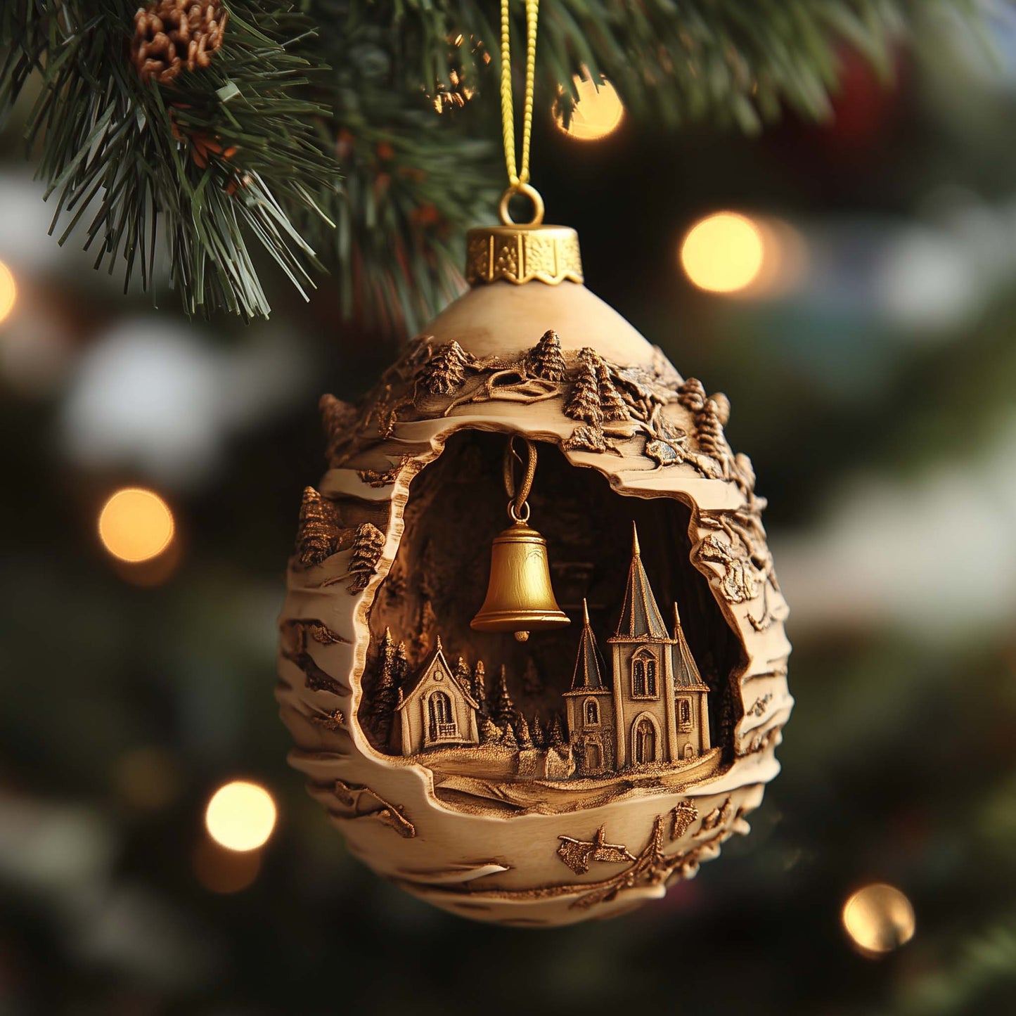 Village Diorama Christmas Mica Ornament GFSPQM43