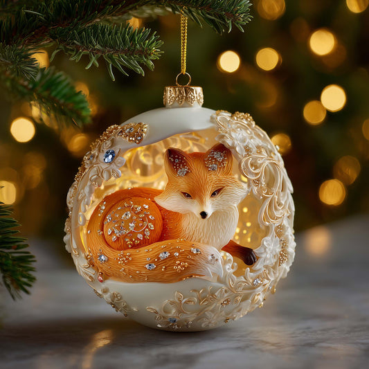 Winter Fox Christmas Mica Ornament GFSPQM433