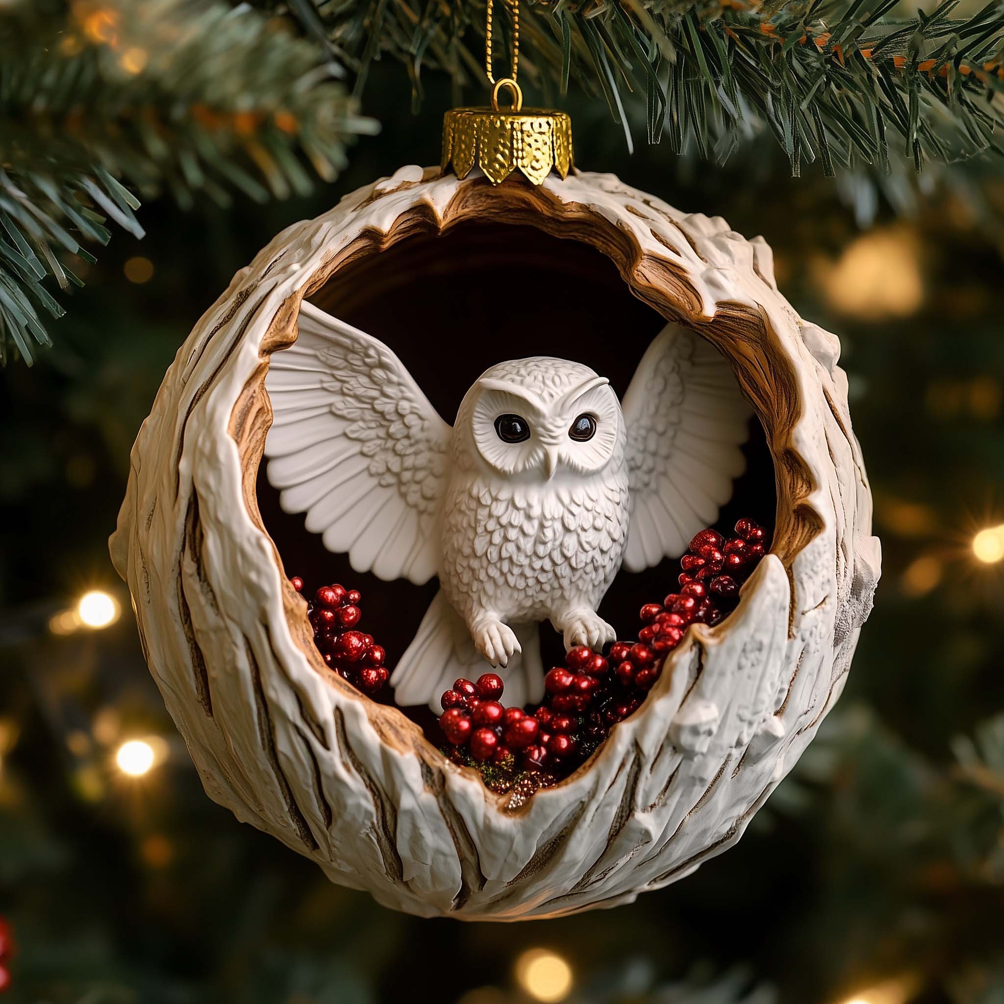 Jeweled Owl Christmas Mica Ornament GFSPQM434 – Patchique Store
