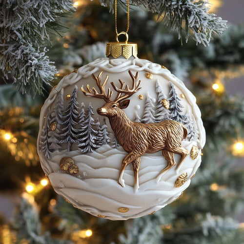 Golden Reindeer Christmas Mica Ornament GFSPQM435