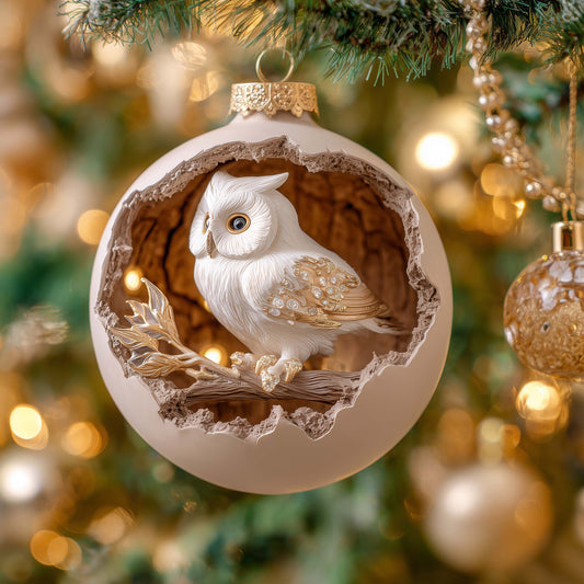 Perched Owl Christmas Mica Ornament GFSPQM437