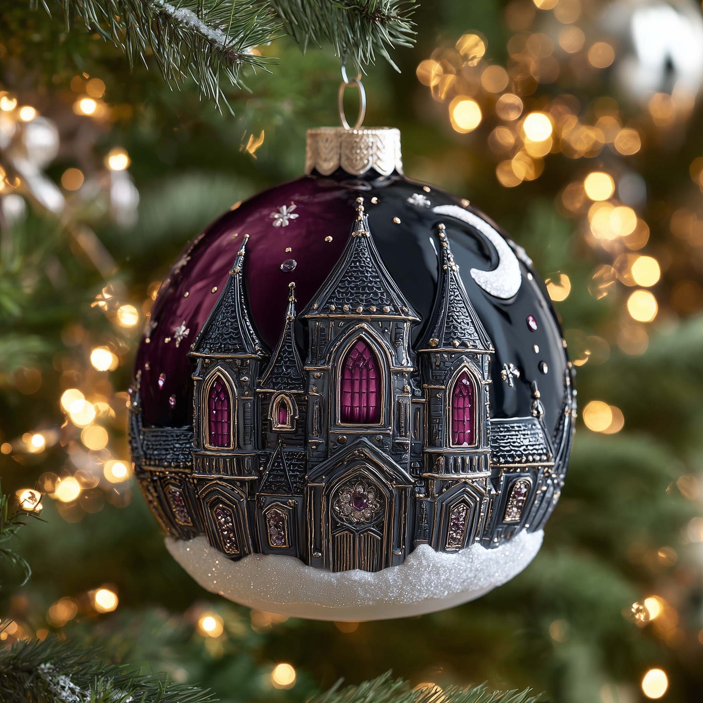 Night Castle Christmas Mica Ornament GFSPQM444