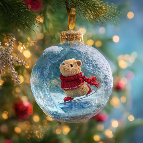 White Capybara Christmas Mica Ornament GFSPQM445