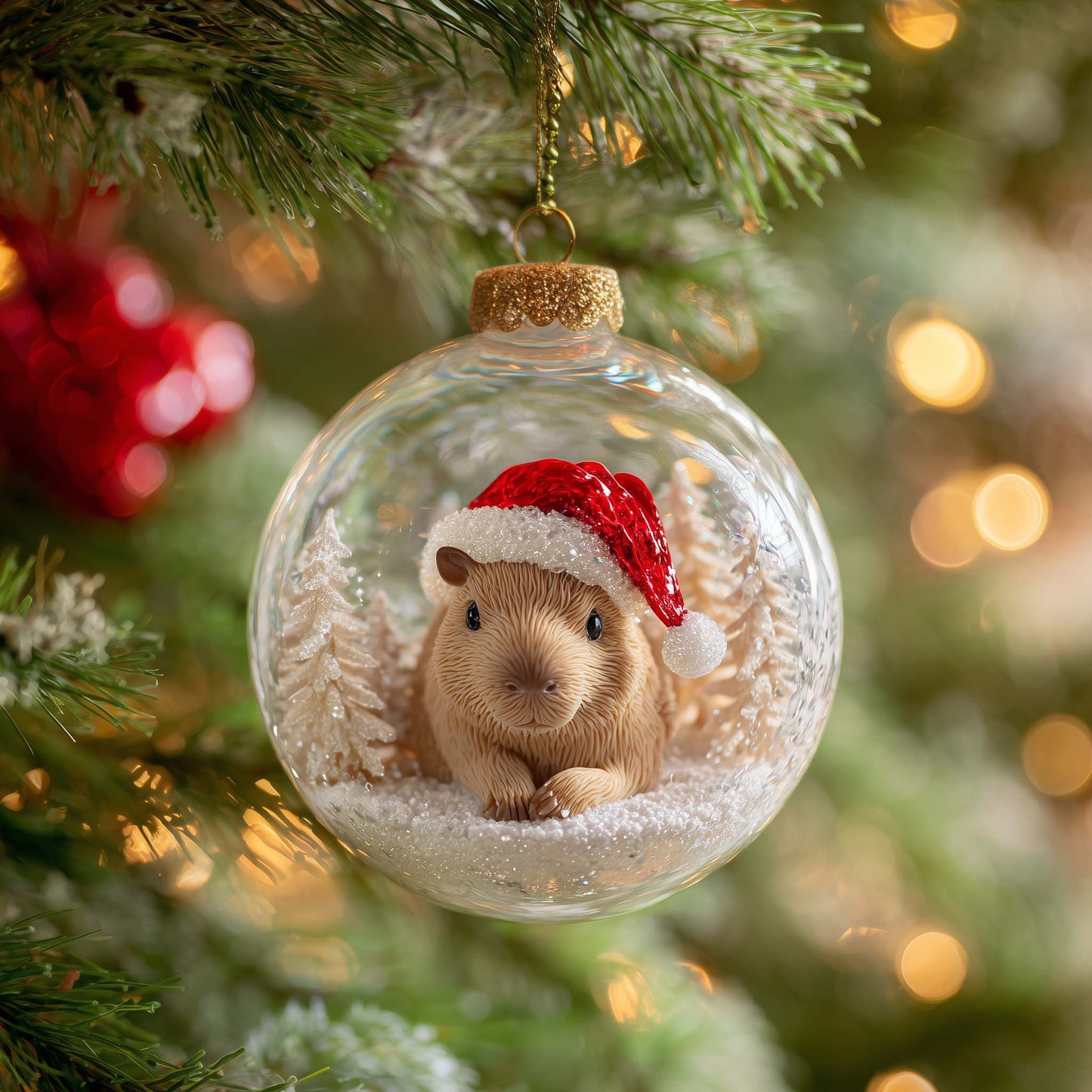 Santa Capybara Christmas Mica Ornament GFSPQM447