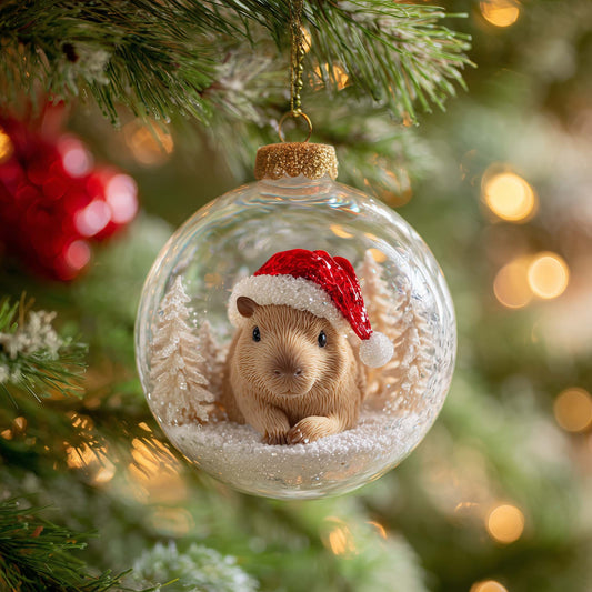Santa Capybara Christmas Mica Ornament GFSPQM447