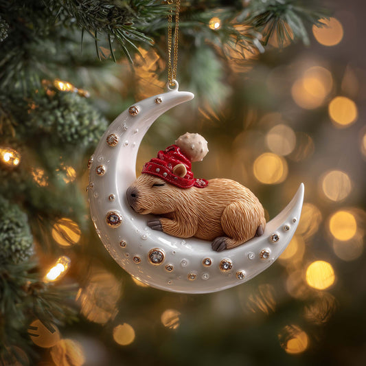 Moon Capybara Christmas Mica Ornament GFSPQM450