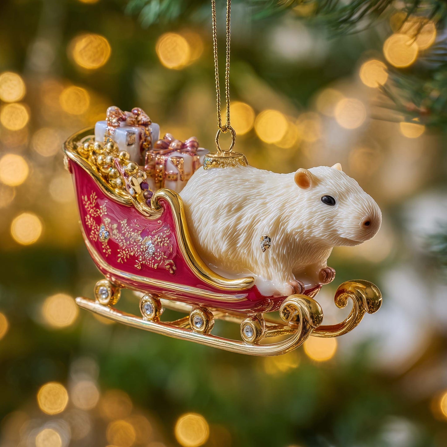 Sleigh Capybara Christmas Mica Ornament GFSPQM451