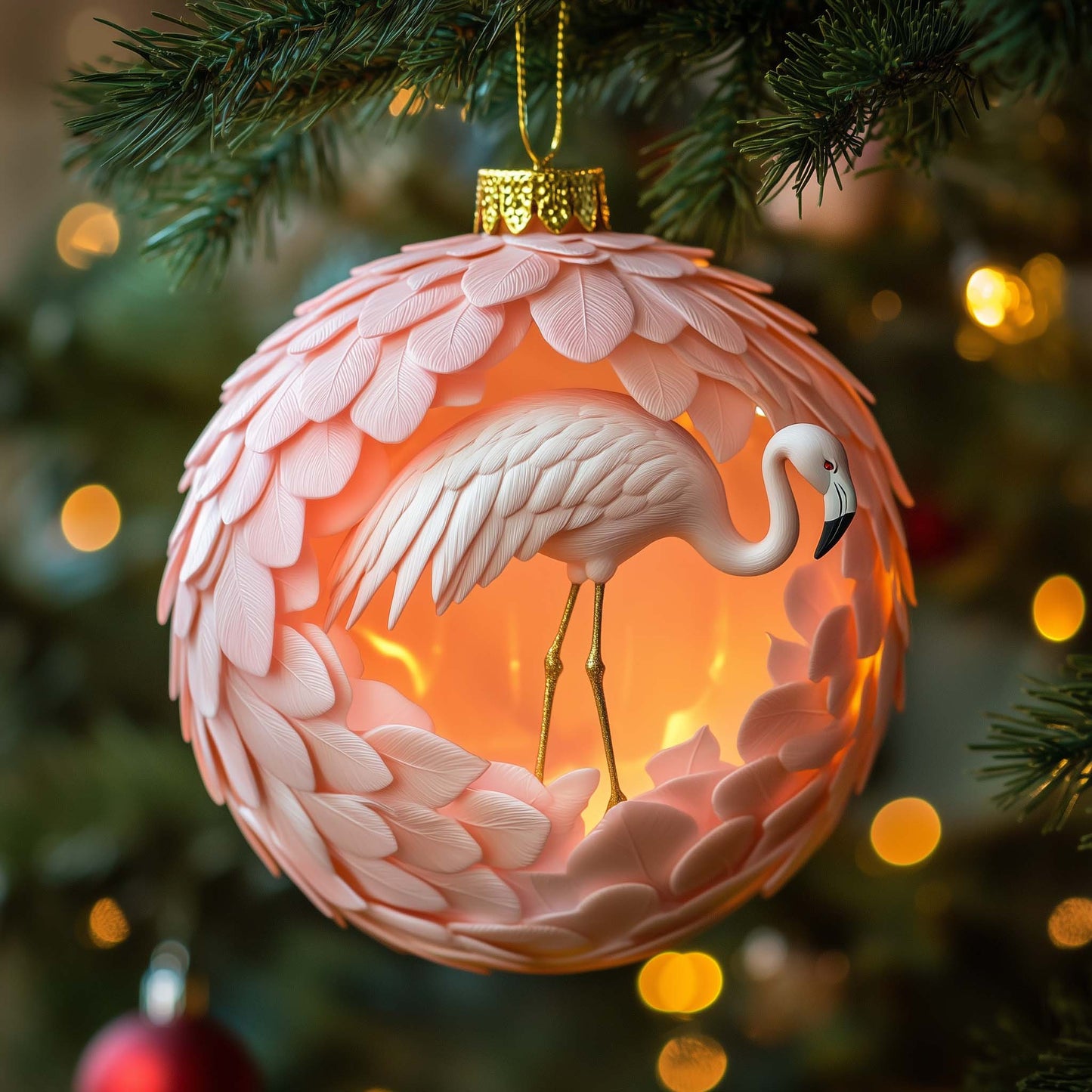 Pink Flamingo Christmas Mica Ornament GFSPQM453