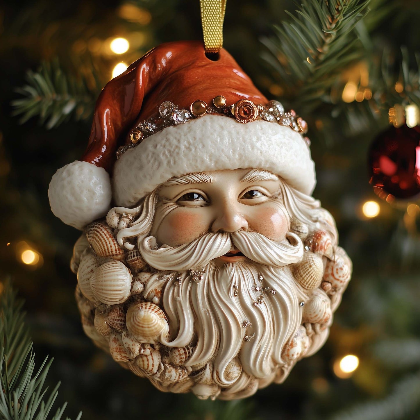 Seashell Santa Christmas Mica Ornament GFSPQM457