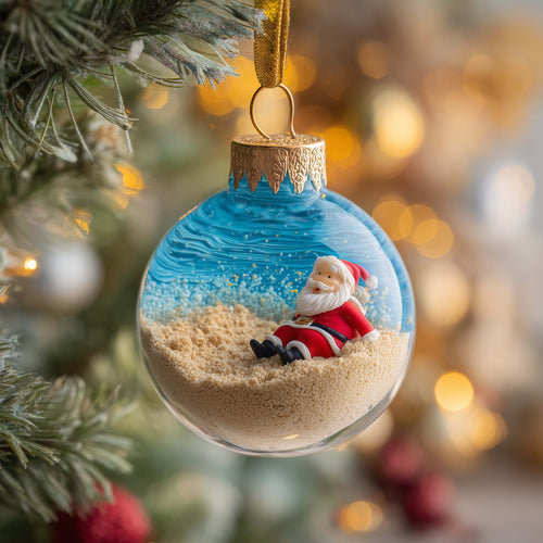 Beach Santa Christmas Mica Ornament GFSPQM459