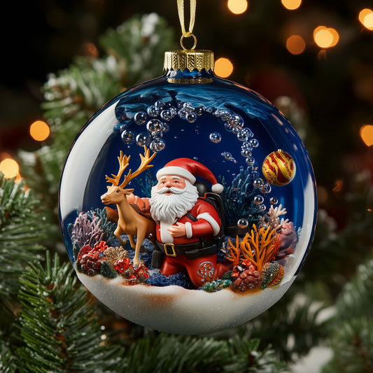 Diving Santa Christmas Mica Ornament GFSPQM460