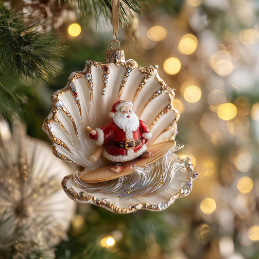 Seashell Santa Christmas Mica Ornament GFSPQM462