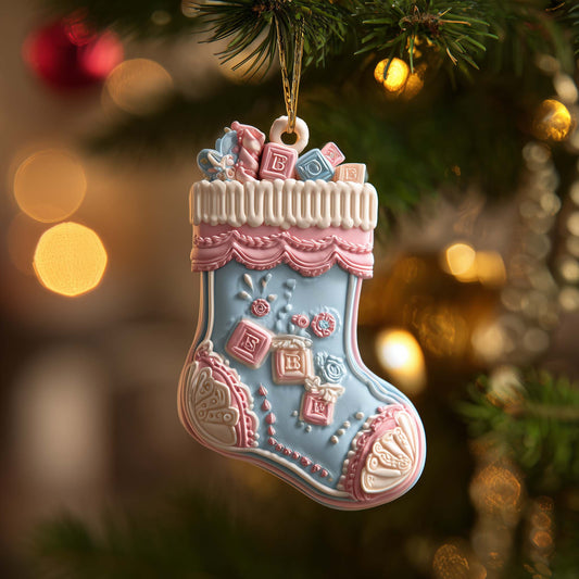 Baby Stocking Christmas Mica Ornament GFSPQM46