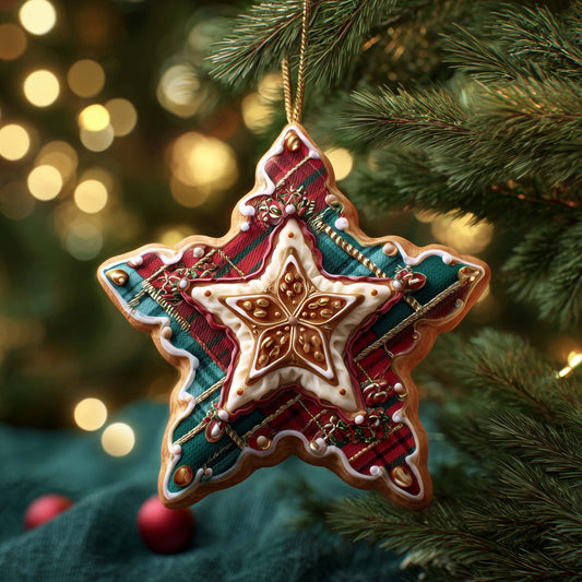 Plaid Star Christmas Mica Ornament GFSPQM52