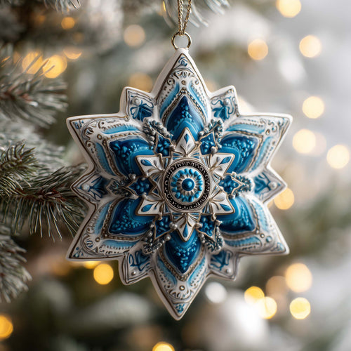 Porcelain Snowflake Christmas Mica Ornament GFSPQM53