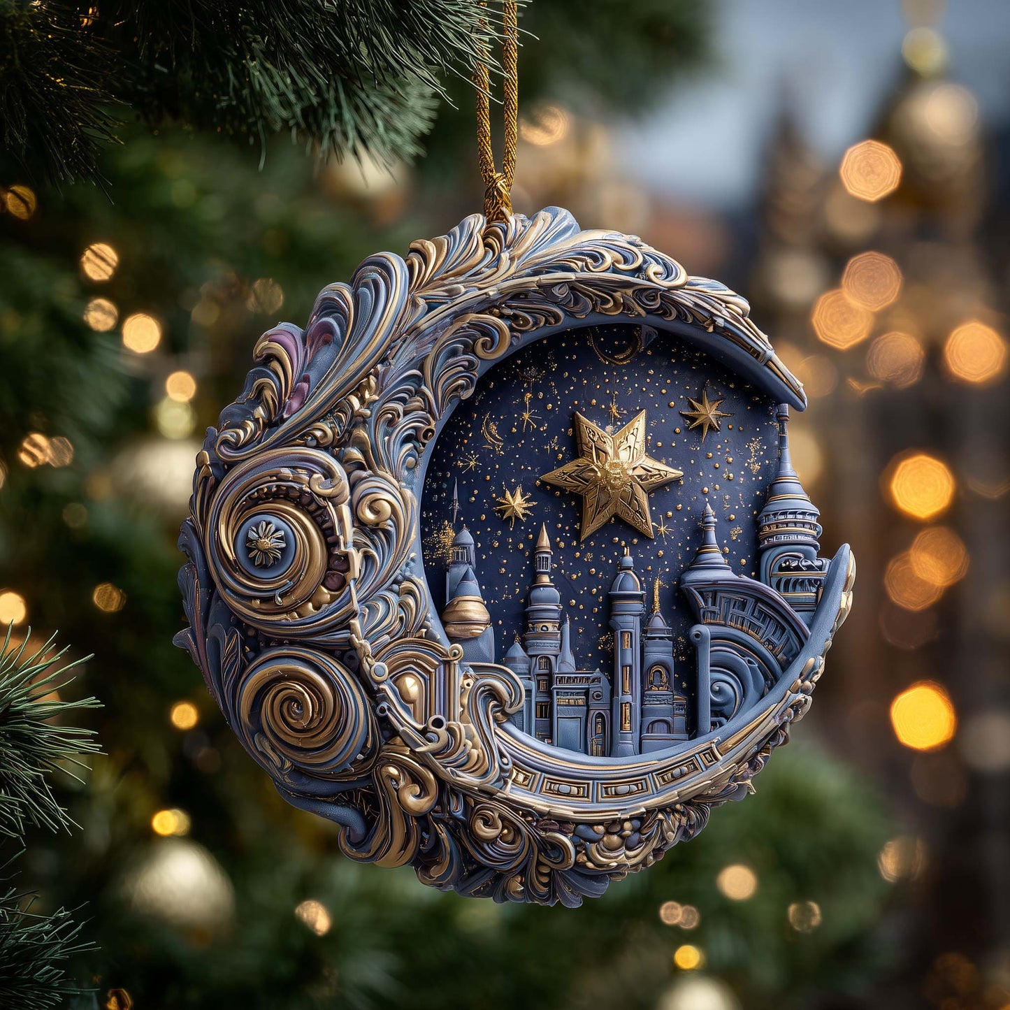 City Moon Christmas Mica Ornament GFSPQM57
