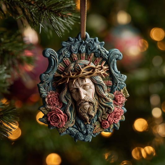 Floral Jesus Christmas Mica Ornament GFSPQM63