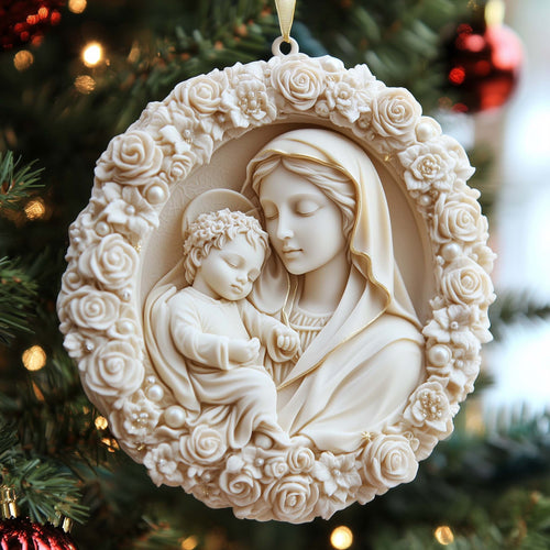 Rose Madonna Christmas Mica Ornament GFSPQM67